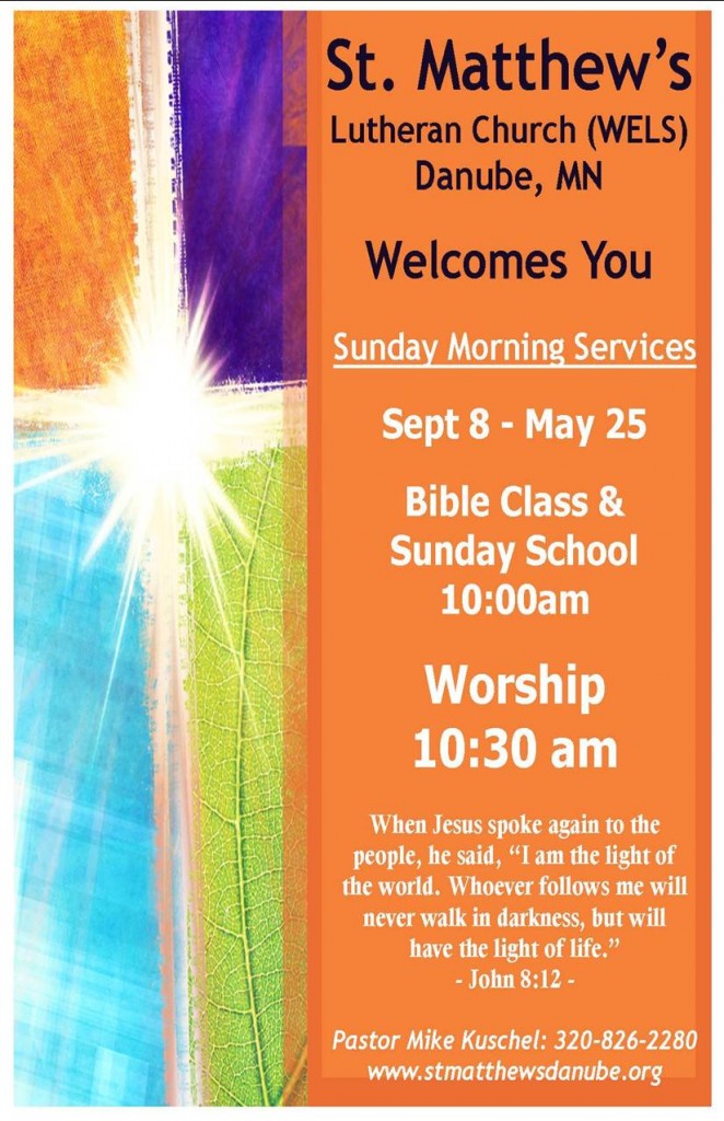 Fall Schedule – Begins September 8 | St. Matthews Lutheran Church – Danube